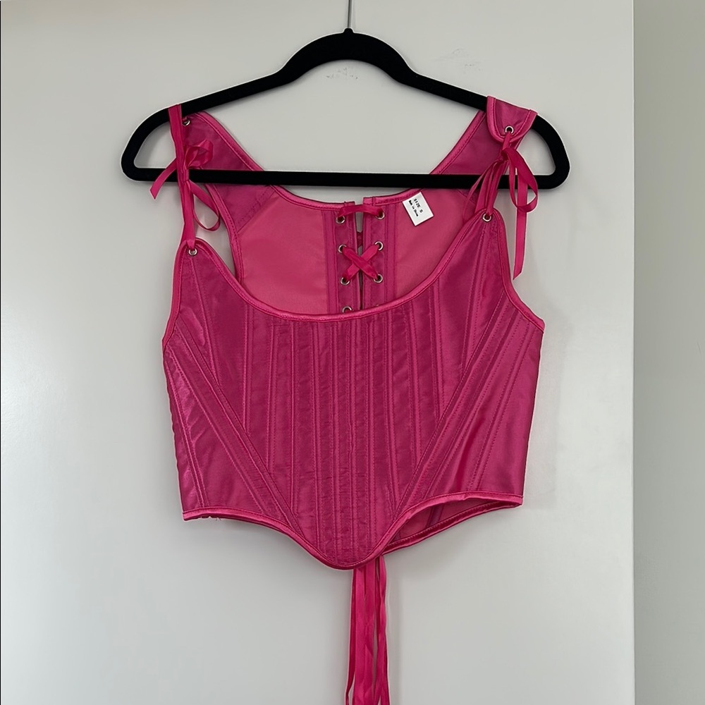 Pink Lace-Up Corset Top